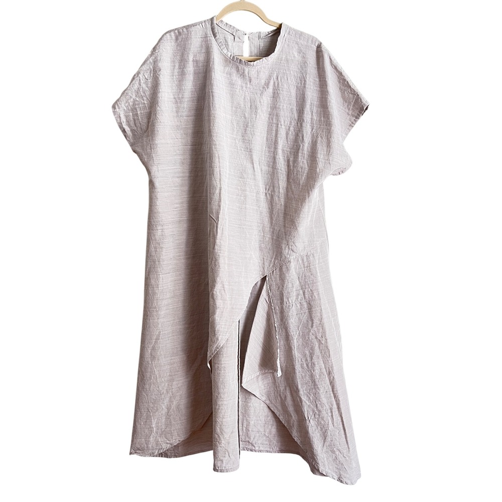 Lagenlook Asymmetric Tunic Shift Dress Womens One Size Gray Minimalist Relaxed